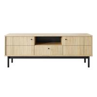 TV-LOWBOARD Japandies Eichenholzoptik 153 cm - Eichefarben/Schwarz, Holz/Holzwerkstoff (153.5/56.6/39cm) - Selsey