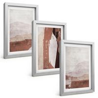 BILDER SET 3er Set - 20x30 cm Silberner Rahmen - Braun-beige abstrakte Muster - Silberfarben, Kunststoff (20/30cm) - TULUP