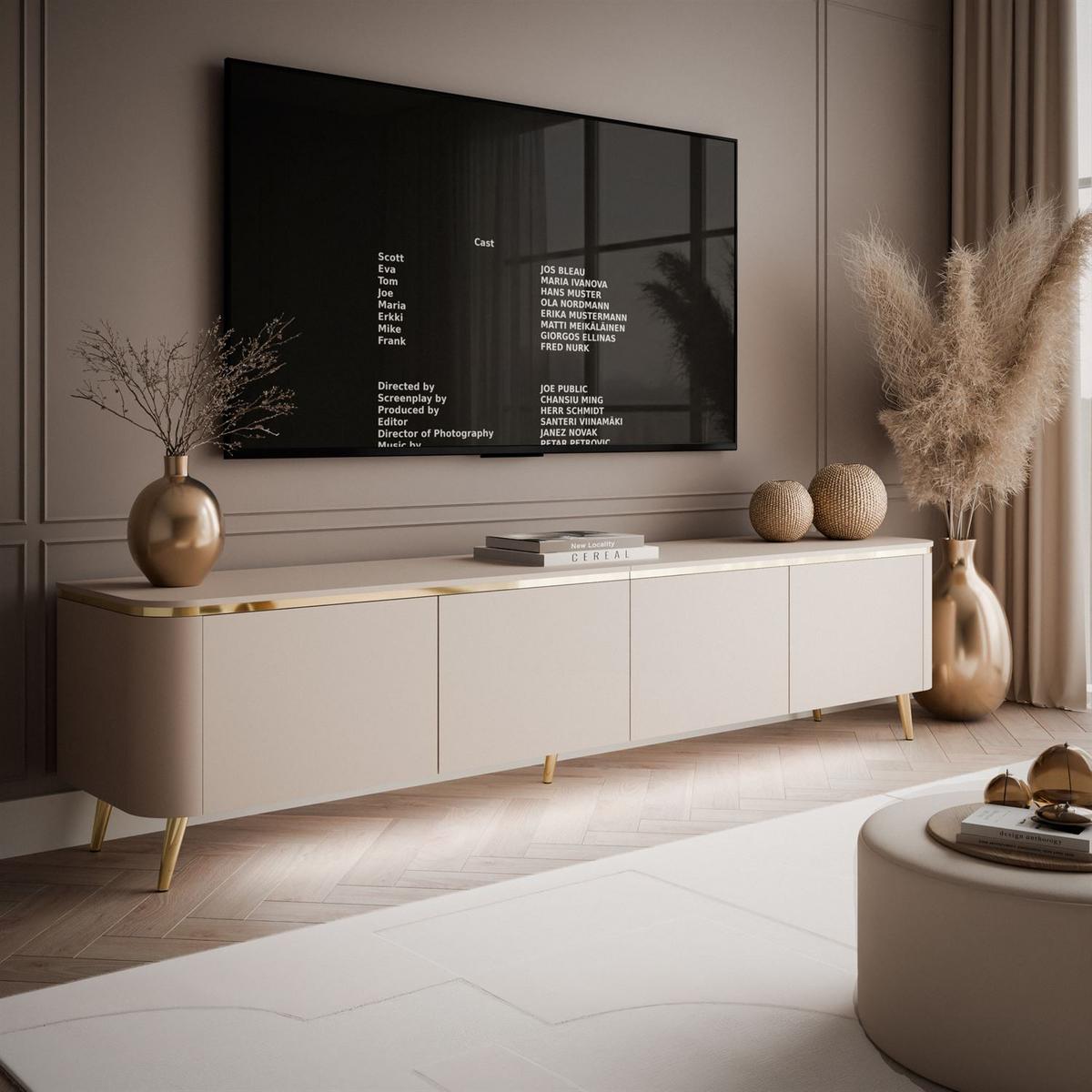 TV-RACK AVELINE 200 cm mit LED-Beleuchtung - Kaschmir, Holzwerkstoff (200/48/40cm) - Lookway
