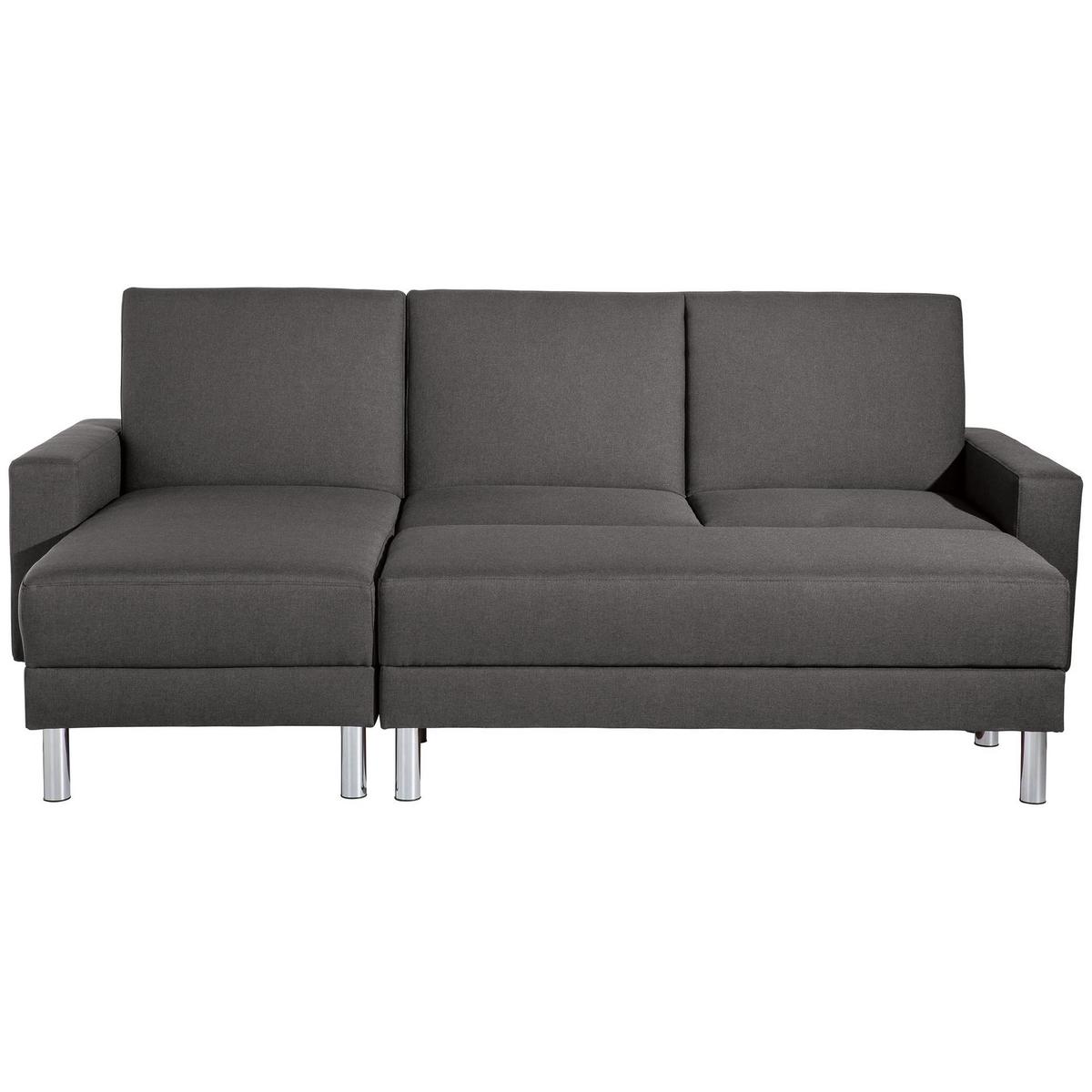 FUNKTIONSSOFA mit Hocker Katryna Flachgewebe anthrazit - Anthrazit, Kunststoff (144/92/230cm) - 58aufmkessel