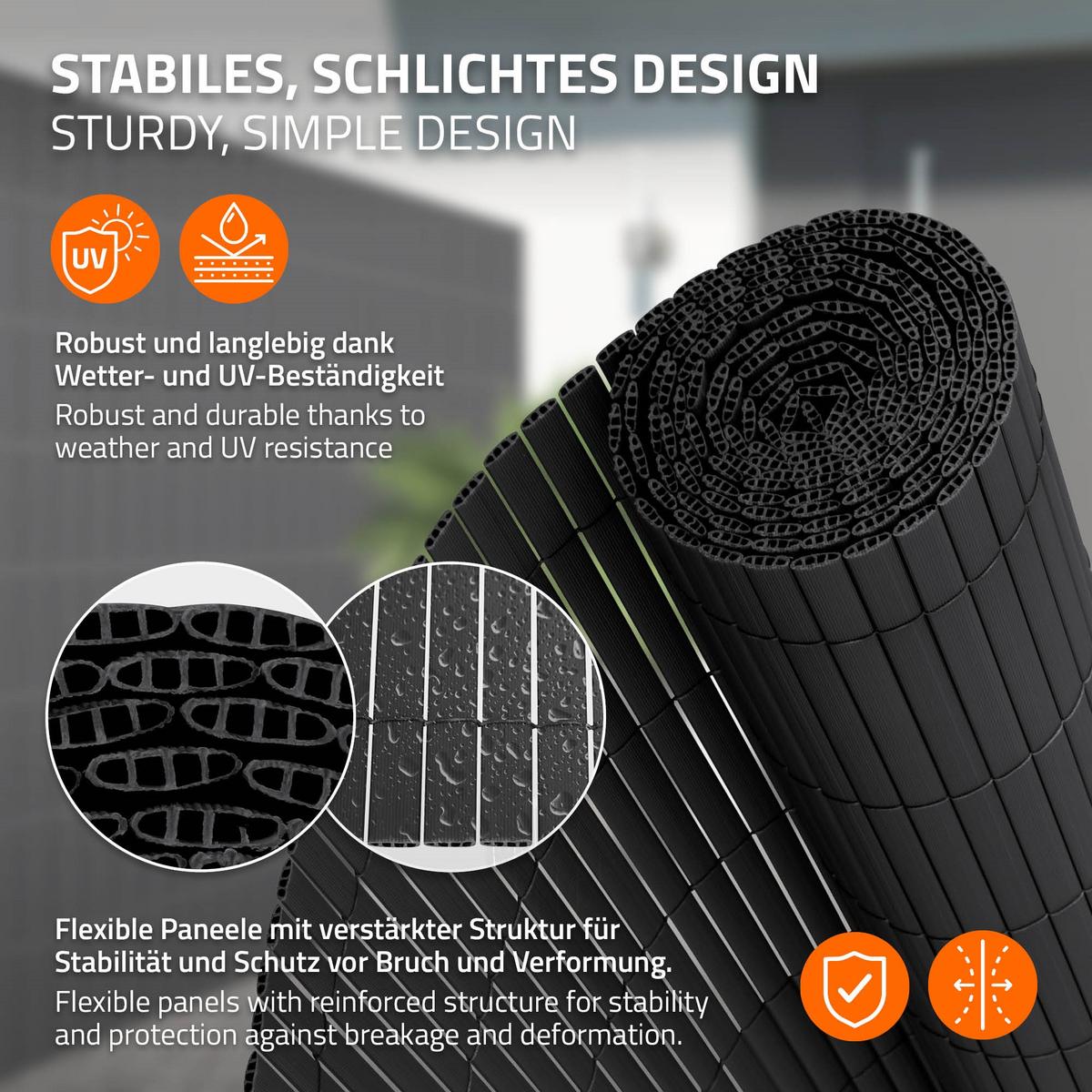 PVC SICHTSCHUTZMATTE 140 x 700 cm Anthrazit - Anthrazit, Kunststoff (700/140cm)