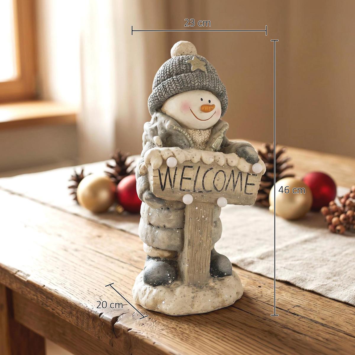 SCHNEEMANN-STATUE Magnesiumoxid Grau - Grau, Stein (20/46/23cm) - HOMCOM