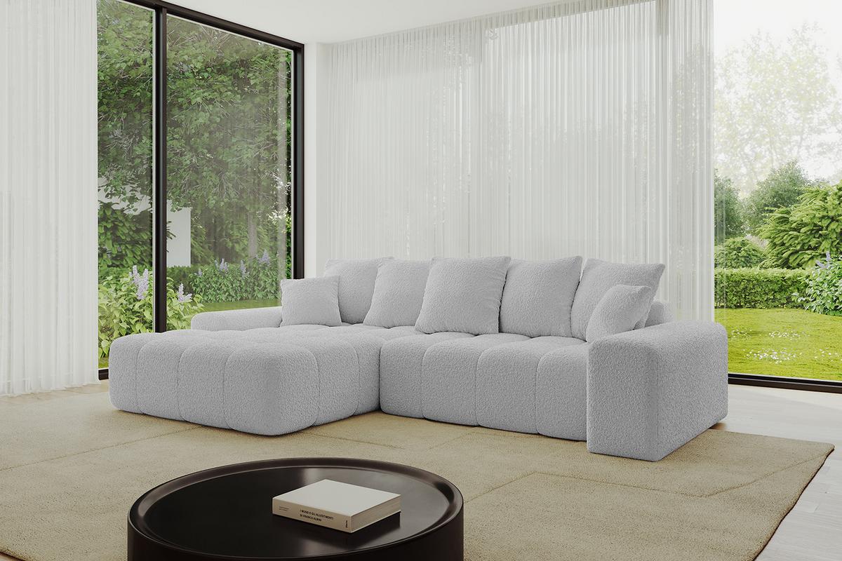 ECKSOFA Ottomane Links ENSI-L - 267x164x69 cm Hellgrau - Hellgrau, Holzwerkstoff/Kunststoff (267/164cm) - ALTDECOR