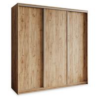SCHWEBETÜRENSCHRANK NISSE 180/205/60 cm 3-türig mit Schubladen Craft Eiche Gold - Orange/Nickelfarben, Holzwerkstoff (180/205/60cm) - MASSENO