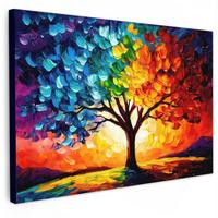LEINWANDBILD Baum - Kunst - Natur - Sonnenuntergang XXL 150x100 cm - Multicolor, Textil (150/100cm) - MuchoWow