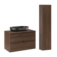BADMÖBEL 80cm Elias 2er-Set Dunkles Holz - Braun, Holzwerkstoff (80/52.2/46cm) - Petits-meubles