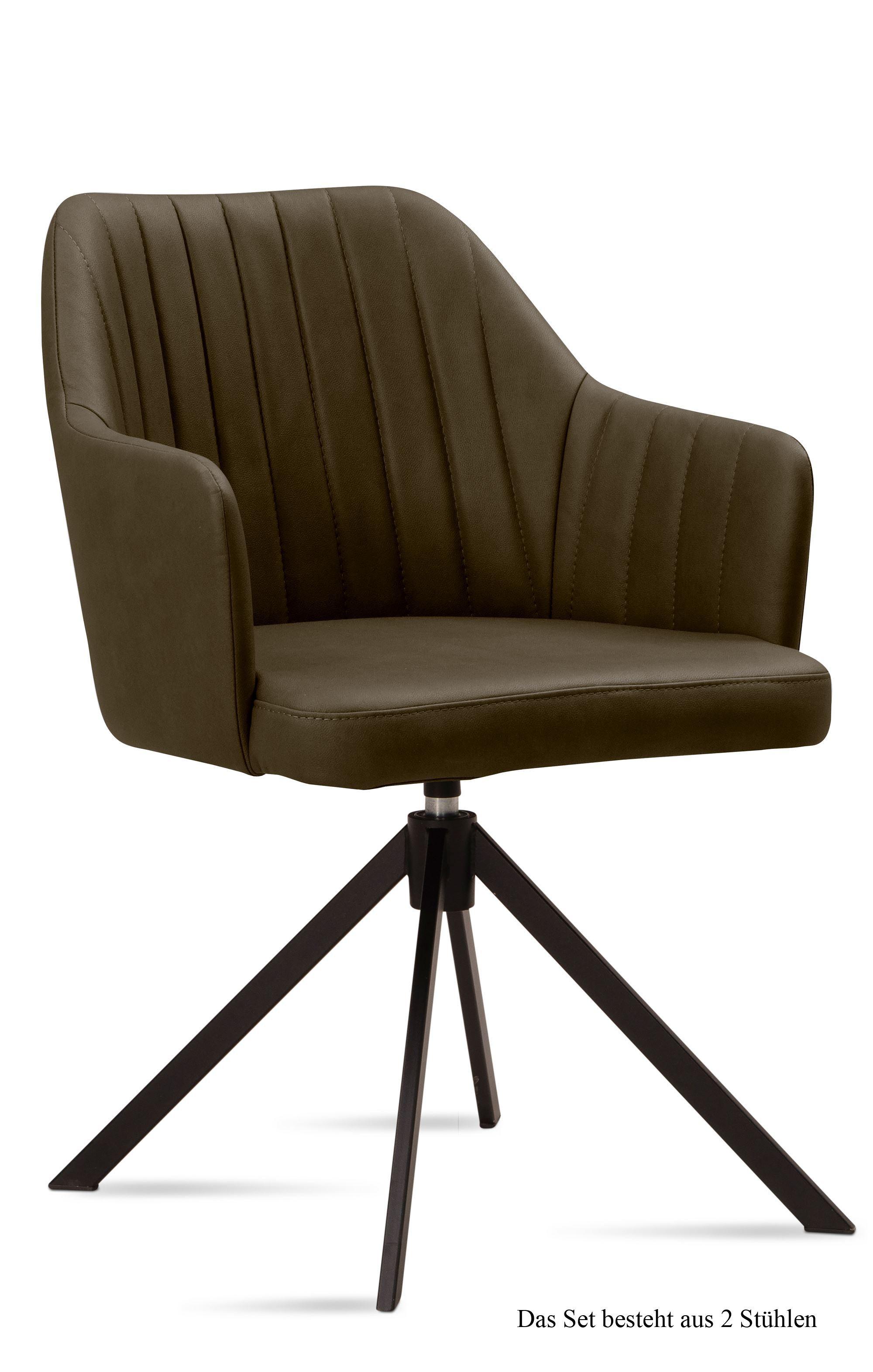 ARMLEHNSTUHL drehbar (2er-Set) Dennie 58x81x60 Schwarz/Khaki - Dunkelgrün/Schwarz, Kunststoff (60/81/58cm) - 58aufmkessel
