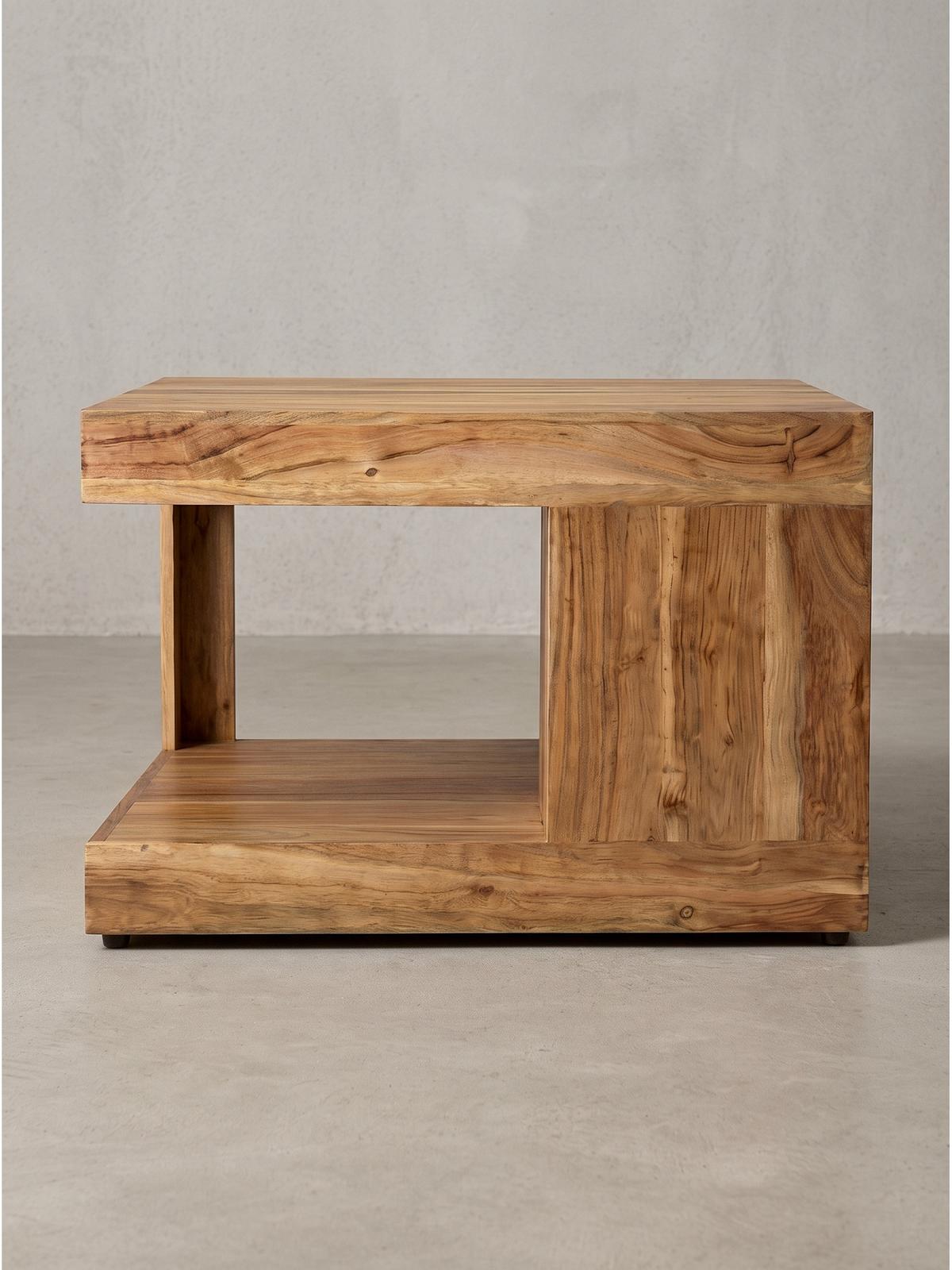 SOFATISCH NAREW, Akazie Massivholz, Akazie-Natur, 60 x 60 x 39,5 cm - Braun, Akazienholz/Holz (60/60/39.5cm) - KADIMA DESIGN