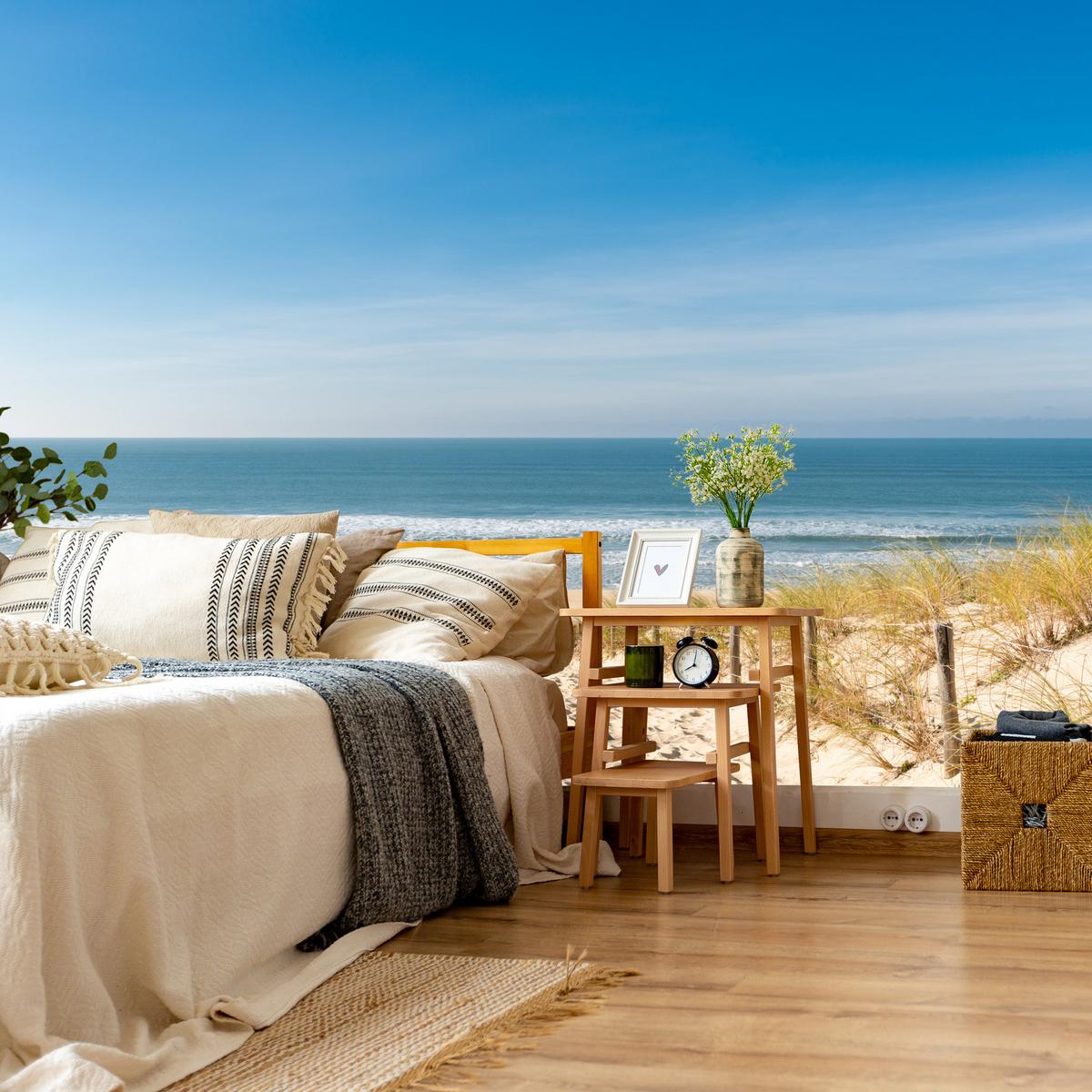 FOTOTAPETE Strand Meer Landschaft 3D 300x210 - Blau/Beige, Papier (300/210cm) - Muralo