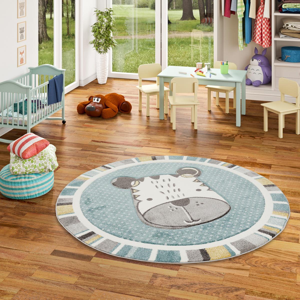KINDER TEPPICH MAUI KIDS HUND RUND - Blau, Textil (200/200cm) - Pergamon