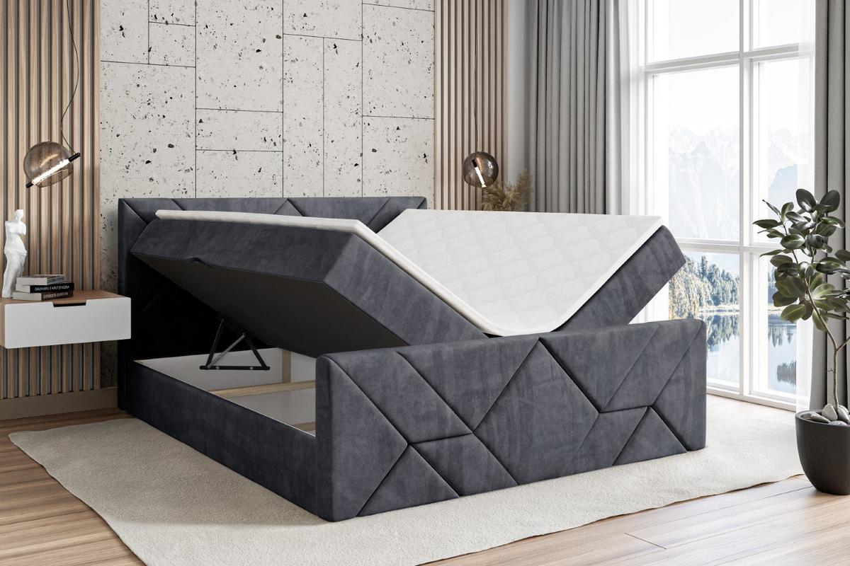 BOXBETT BARWA-Z - 140x200 cm - H3 - Dunkelgrau - Dunkelgrau, Holzwerkstoff (140/200cm) - ALTDECOR