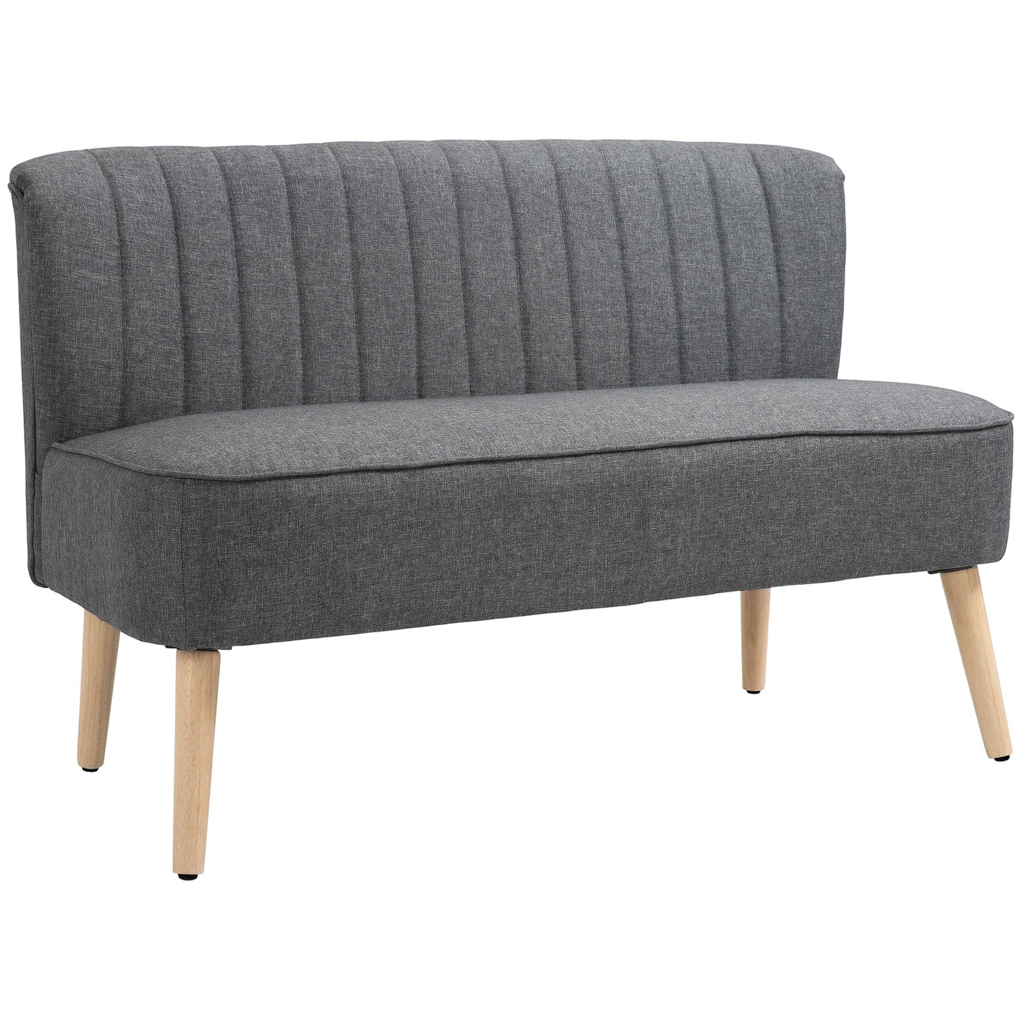 SOFA Polyester Gummiholz Grau - Naturfarben/Grau, Holz/Textil (56.5/77/117cm) - HOMCOM