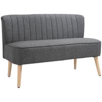 SOFA Polyester Gummiholz Grau - Naturfarben/Grau, Holz/Textil (56.5/77/117cm) - HOMCOM