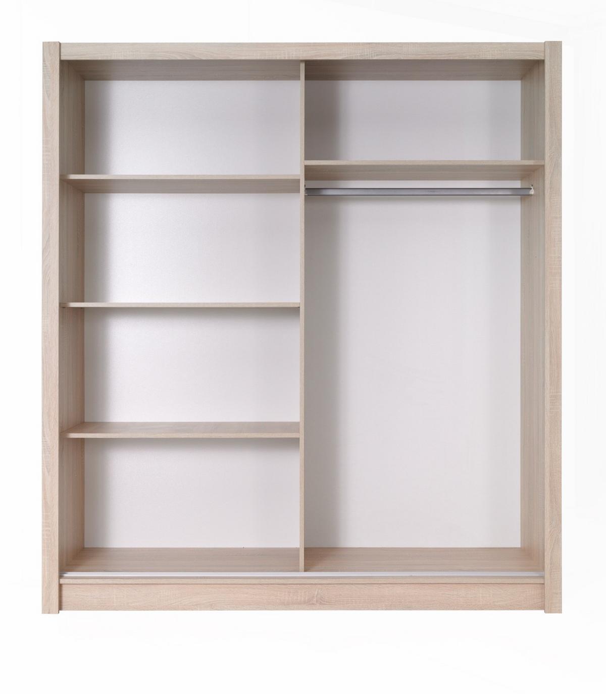SCHWEBETÜRENSCHRANK SVENA 184,4/200/61,5cm 2-türig mit Spiegel Sonoma Eiche - Sonoma Eiche, Holzwerkstoff (184.4/200/61.5cm) - MASSENO