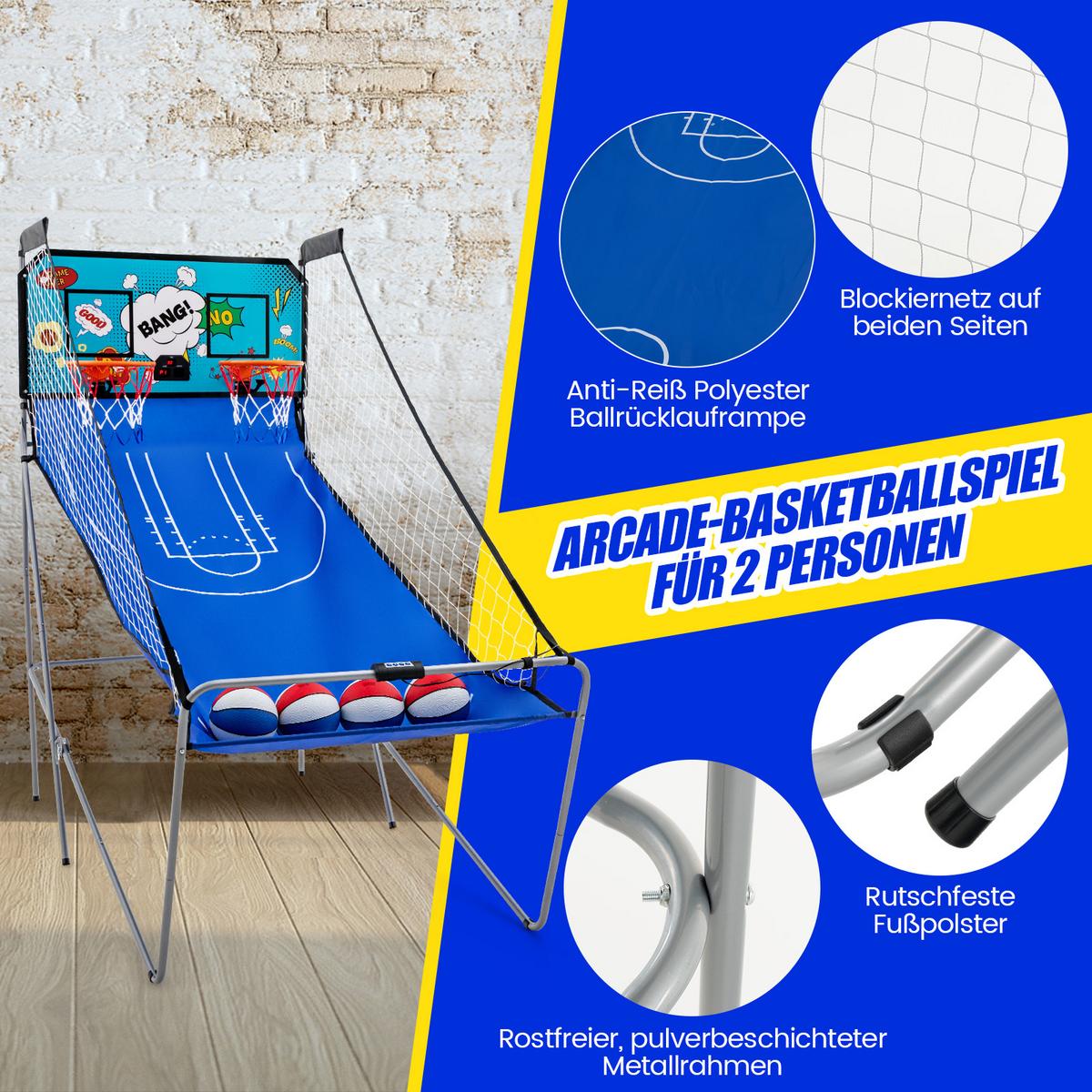 ARCADE-BASKETBALLSPIEL Blau - Blau, Metall (206/110cm) - COSTWAY