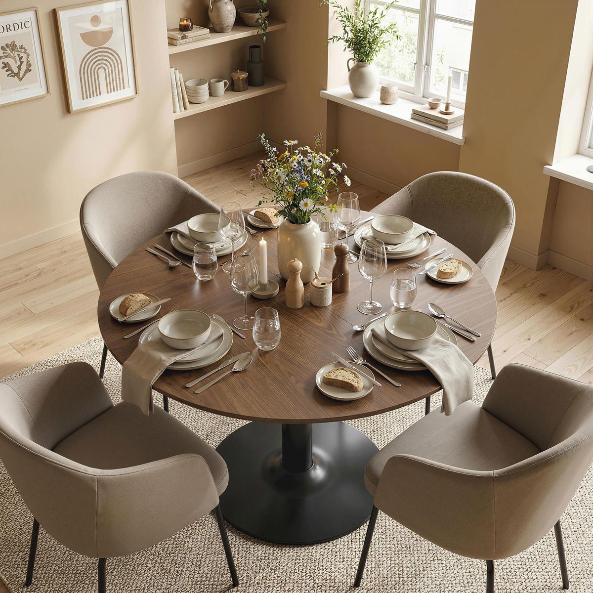 ESSTISCH MDF Stahl Braun - Schwarz/Braun, Holzwerkstoff/Metall (110/110/78cm) - HOMCOM