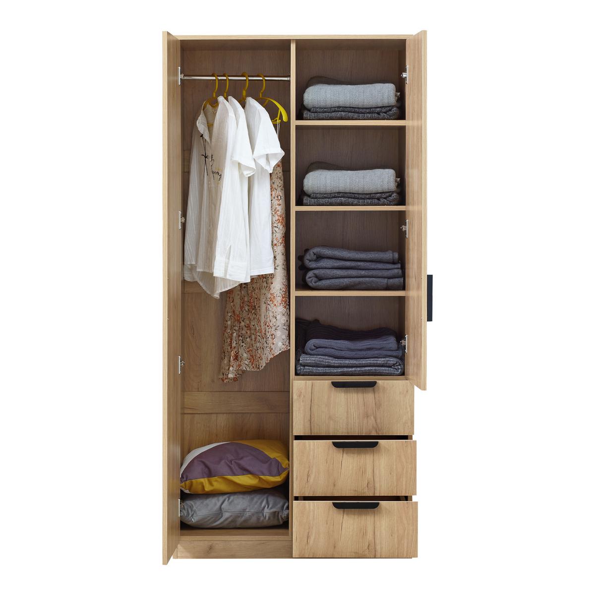 KLEIDERSCHRANK Eiselfing - Eichefarben, Holzwerkstoff (80/176/52cm) - [en.casa]