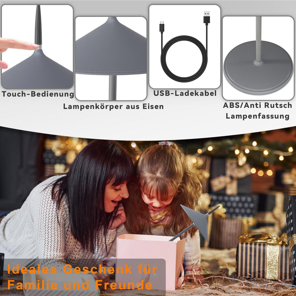 TISCHLEUCHTE Funkelmann 15.4/11.5/37.6 cm - Dunkelgrau, Kunststoff/Metall (15.4/11.5/37.6cm) - ZMH