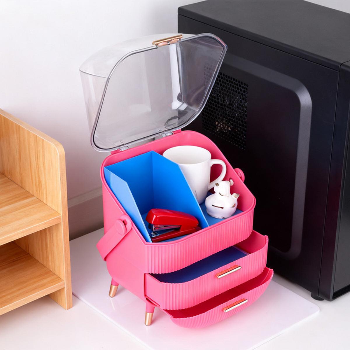KOSMETIKORGANIZER Caroline Ⅲ 26/16/38 cm - Rosa, Kunststoff (16/38/26cm) - Nettlife