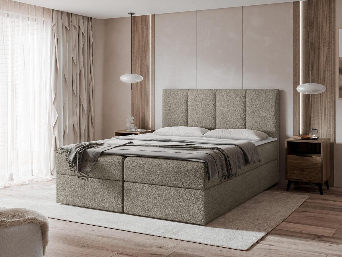BOXBETT Rebos Boucle - H3 - Hellbraun, Holz/Textil (160/200cm) - MIRJAN24