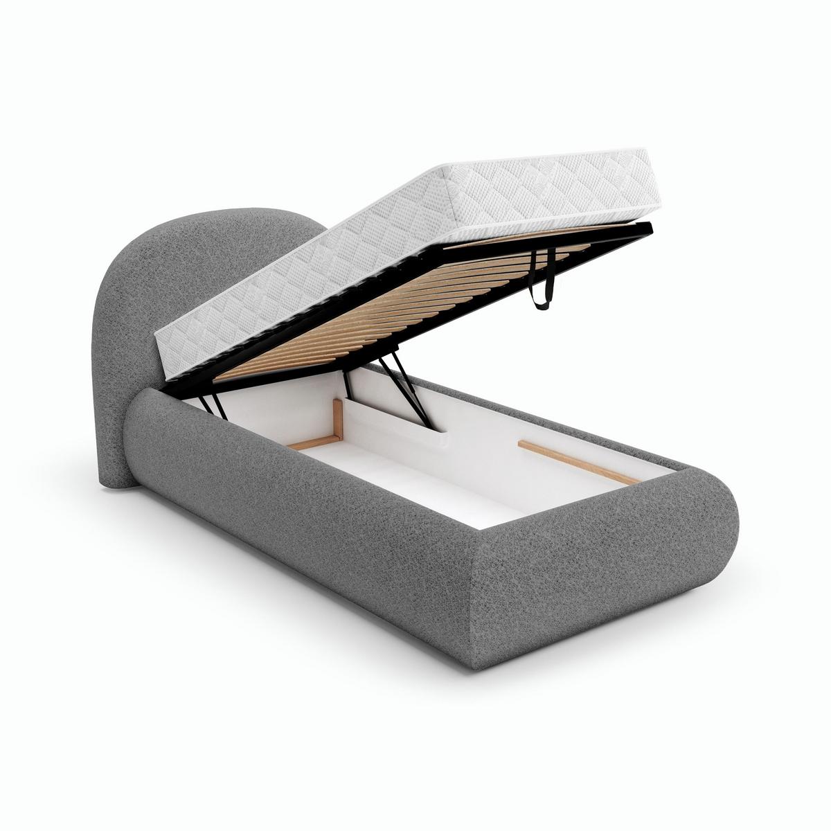 POLSTERBETT Motti 90x200, Einzelbett mit Bettkasten und Taschenfedernmatratze 20 cm, Dunkelgrau - Dunkelgrau, Holzwerkstoff (90/200cm) - Beautysofa