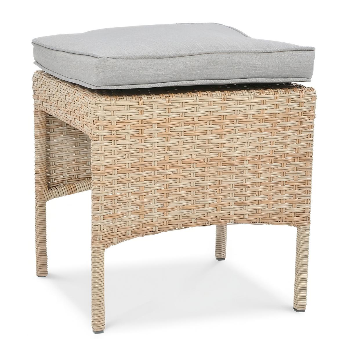 GARTENSET Calista, Technorattan, 2 Ecksofas + Sessel + 2 Hocker + Esstisch, für 7 Personen - Beige, Kunststoff - Beautysofa