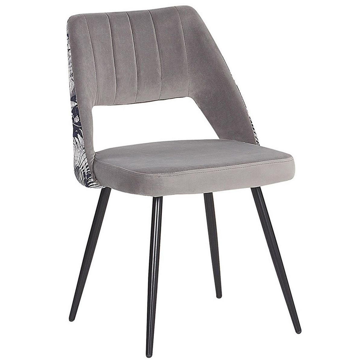 ESSZIMMERSTUHL 2er-Set Samtstoff Grau Ansley - Grau, Textil/Metall (50/79/43cm) - Beliani