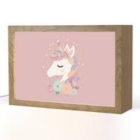 NACHTTISCHLAMPE Einhorn - Rosa - Blumen 30x20 cm - Rosa, Holzwerkstoff (8/30/20cm) - OnlyWow