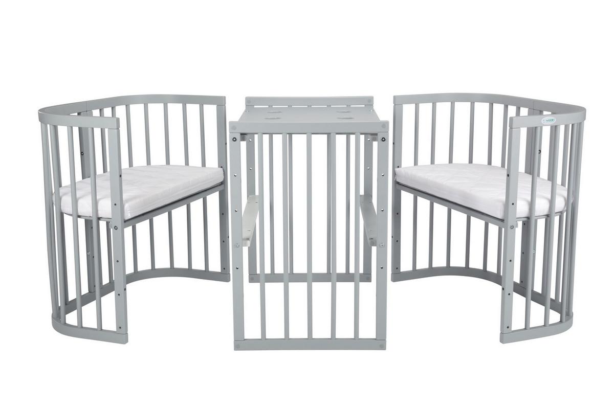 BABYBETT GREY, 7in1 mit Matratze - Grau, Holz (73/123cm) - waldin