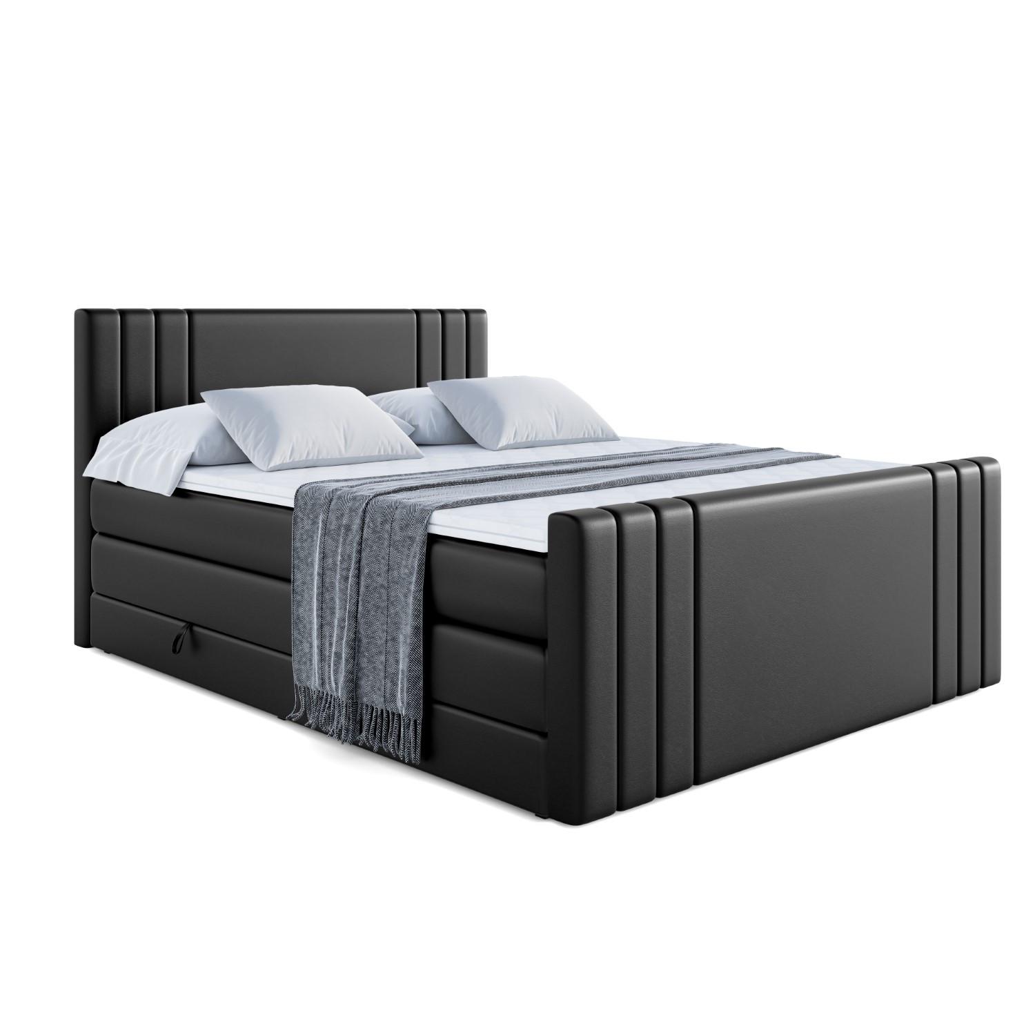 BOXSPRINGBETT IDRIKO-Z KING - 120x200 - H3/H4 - Schwarz Hochglanz - Schwarz Hochglanz, Holzwerkstoff (120/200cm) - ALTDECOR