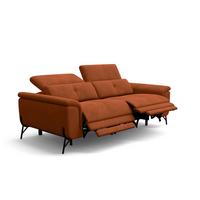 SOFA RELAX AVENA 3-Sitzer, dunkeloranger Veloursstoff - Dunkelorange/Schwarz, Holz/Textil (204/80/108cm) - Courtois Laville