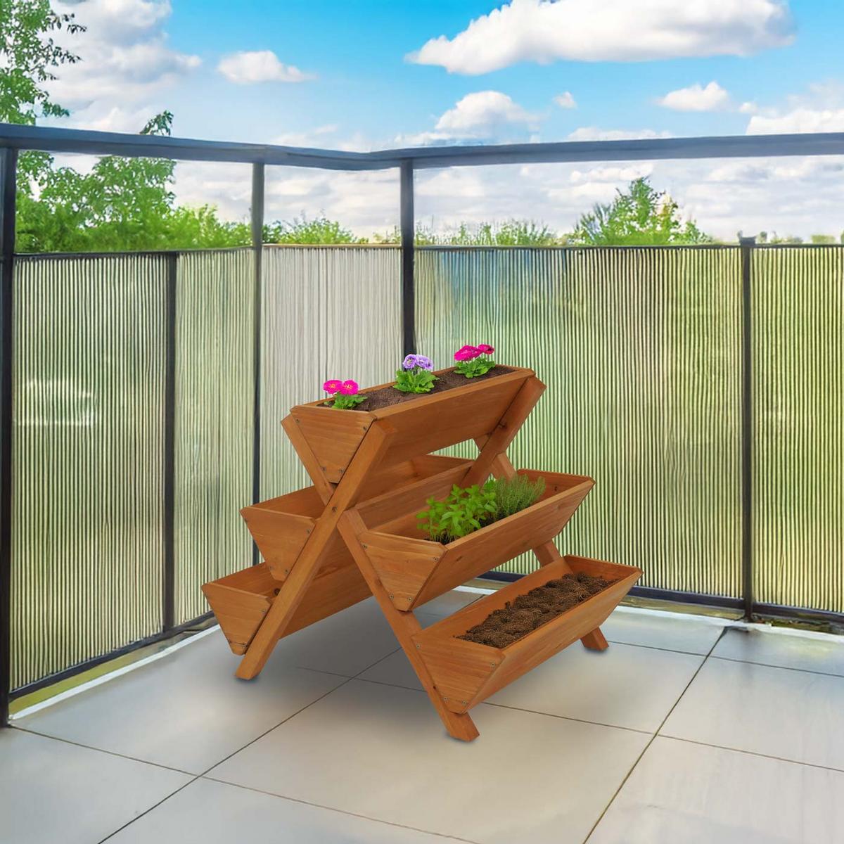 PFLANZTREPPE Braun - Braun, Holz (56/56/70cm) - MCW