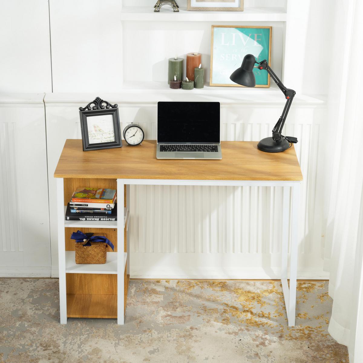 SCHREIBTISCH Beige - Beige/Weiß, Karton/Holzwerkstoff (50/110/75cm) - Urban Meuble