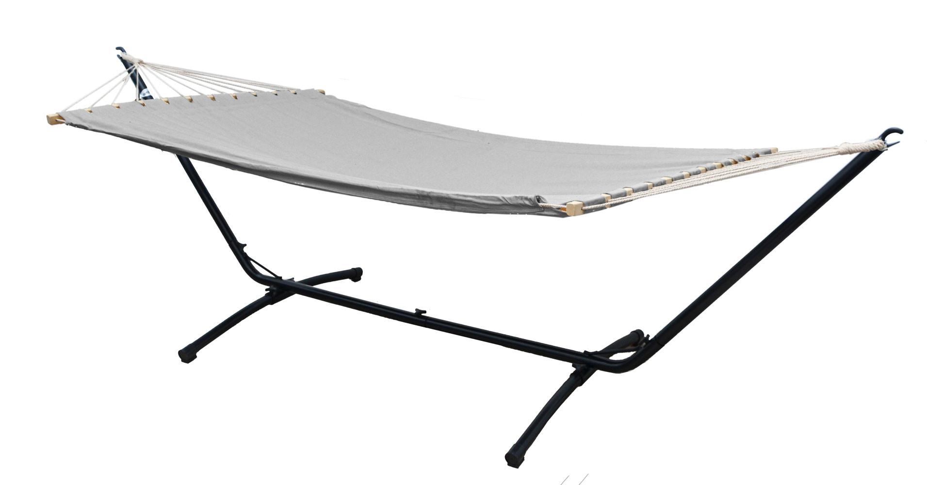 XL HÄNGEMATTE mit Gestell 310/100 cm, Grau/Schwarz - Schwarz, Metall (100/96/310cm) - Amanka