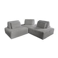MODULSOFA WIOLO SOFT 3 MODULE 3 KISSEN Grau Cord - Schwarz/Grau, Kunststoff/Textil (222/84/222cm) - KAWOLA