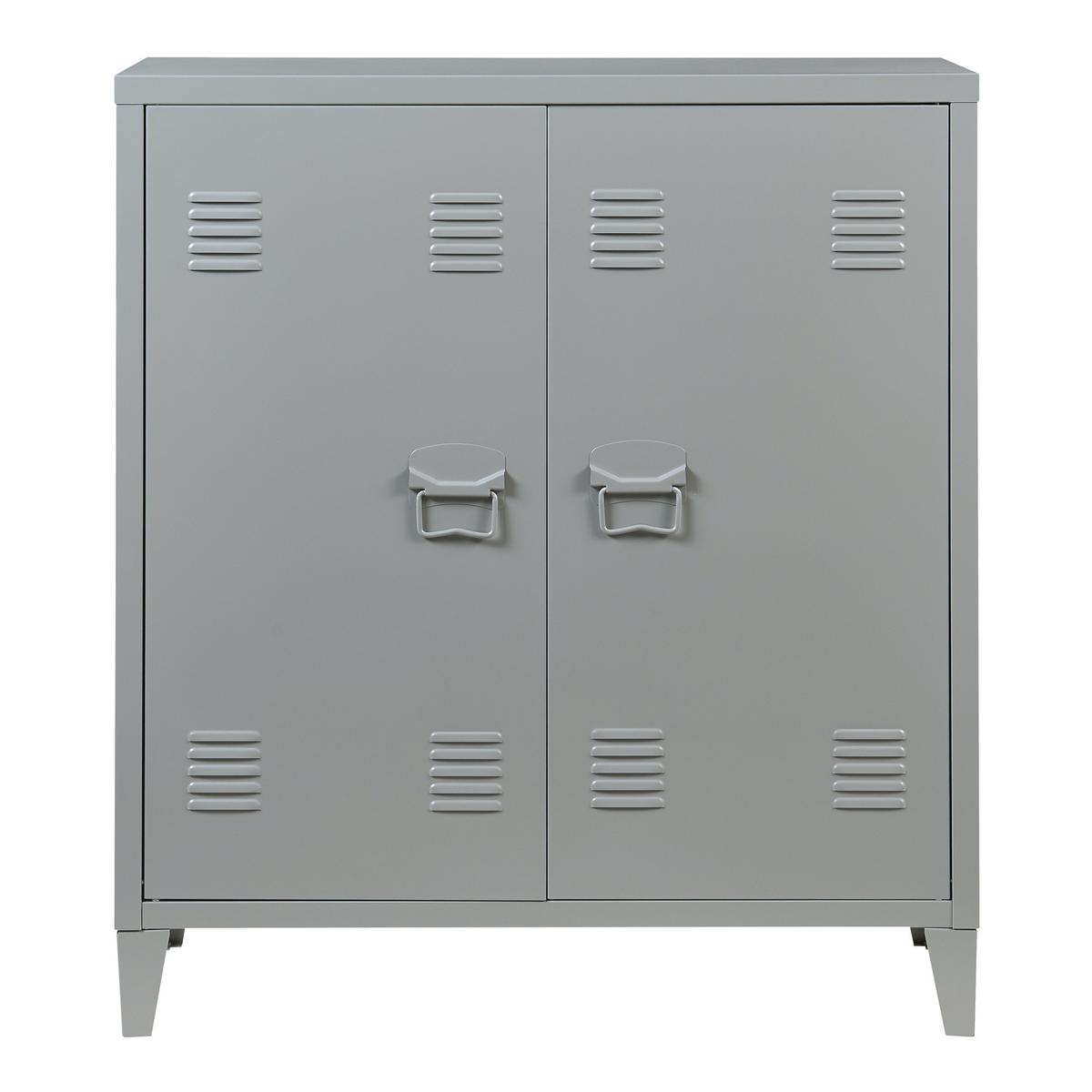 METALLSCHRANK Oripää - Dunkelgrau, Metall (80/90/33cm) - [en.casa]