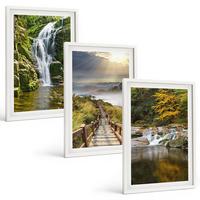 BILDER SET 3er Set - 40x60 cm Weißer Rahmen - Wasserfälle, Berge, Wolken, Herbst - Weiß, Kunststoff (40/60cm) - TULUP