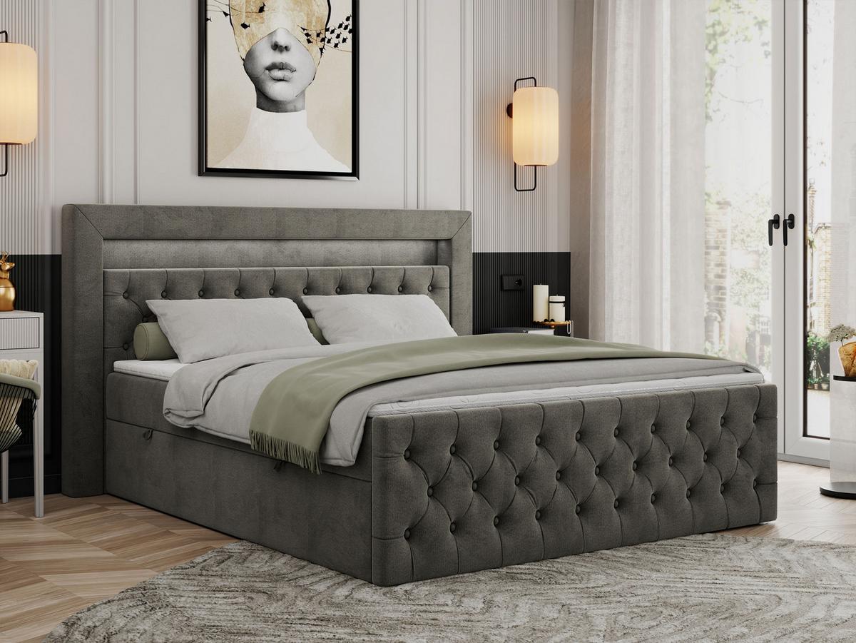 BOXBETT GOLD-9 LED 200/200 Dunkelgrau Velvet - H4 - Dunkelgrau, Holz/Textil (200/200cm) - MKS