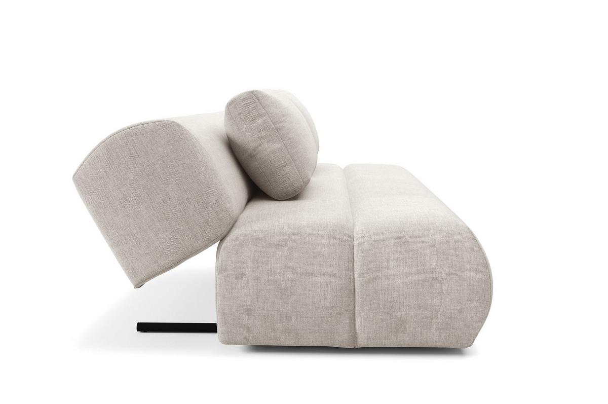 BETTSOFA ATOMO Beige Chenille-Stoff mit Schlaffunktion - Beige, Holz (217/82/134cm) - MASSENO
