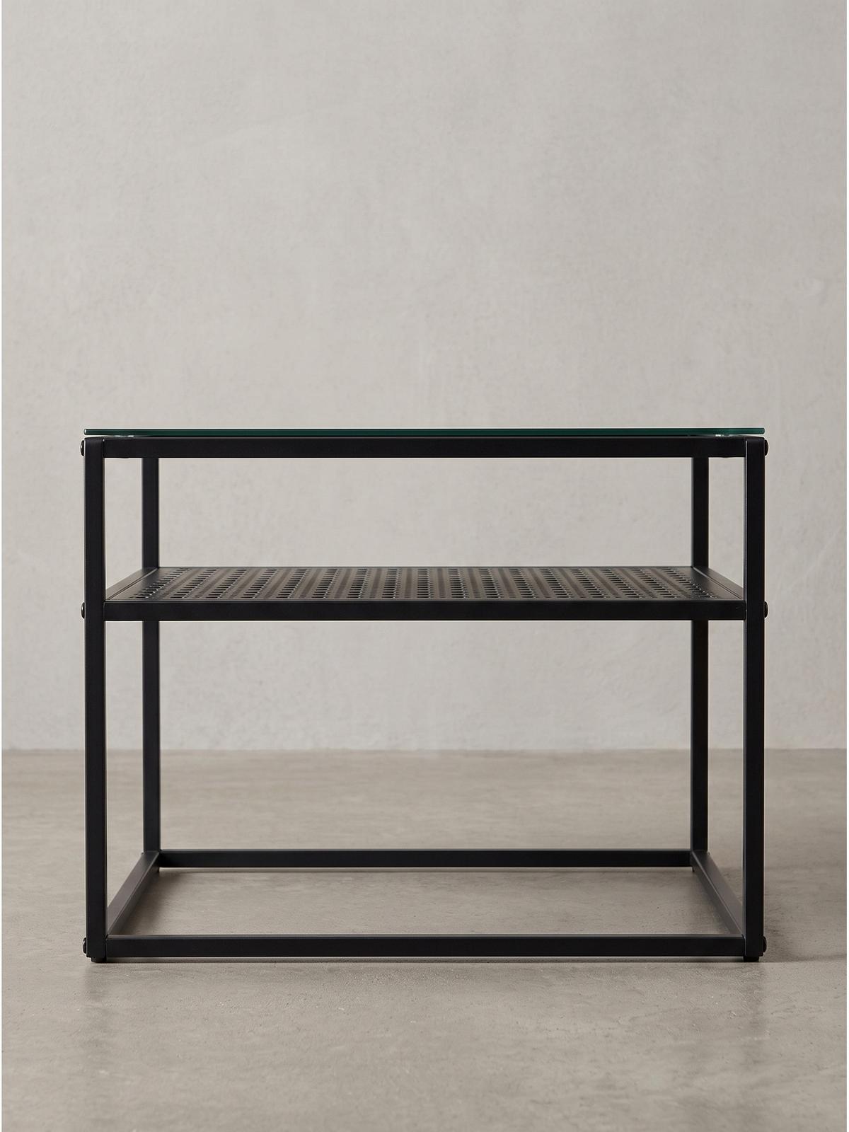 COUCHTISCH ALCUDIA, Einscheibensicherheitsglas, Schwarz, 60 x 60 x 45 cm - Schwarz, Glas/Metall (60/60/45cm) - KADIMA DESIGN