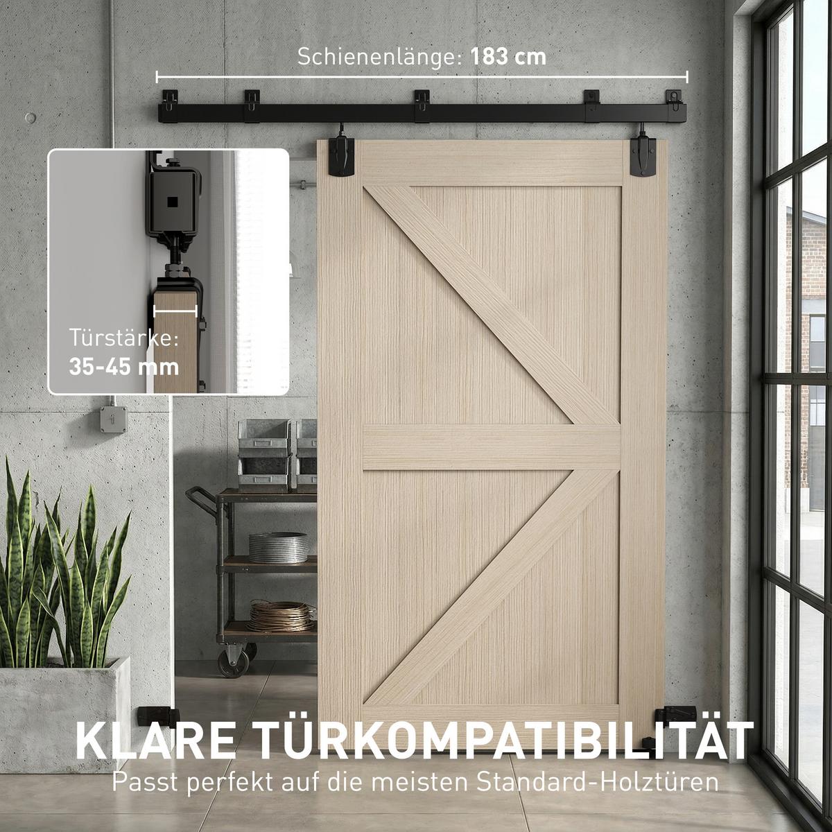 TÜRSCHIENENSYSTEM aus Karbonstahl Schwarz - Schwarz, Metall (4.7/6.1/183cm) - HOMCOM