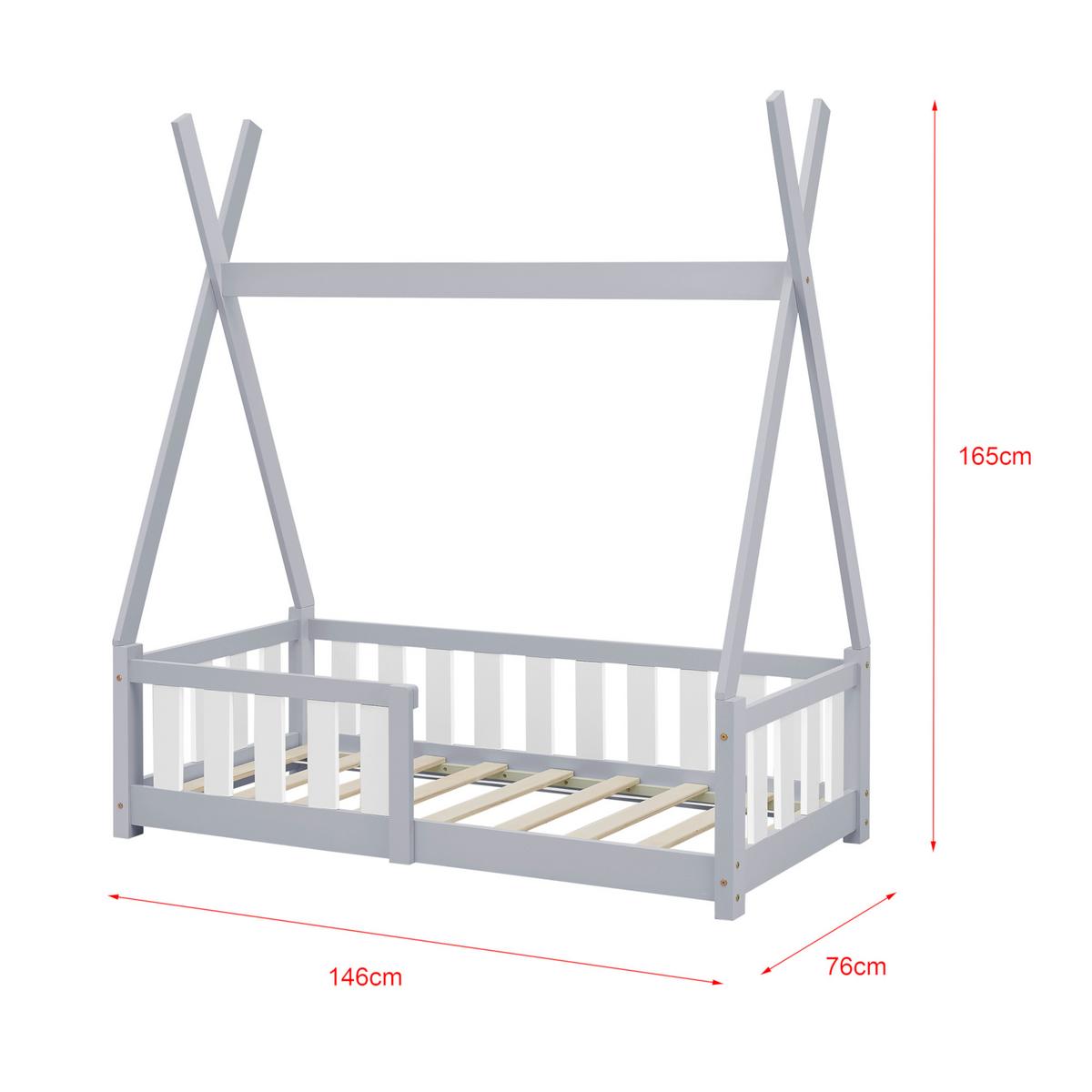 KINDERBETT Helsingborg - Hellgrau, Holz (70/140cm) - [en.casa]