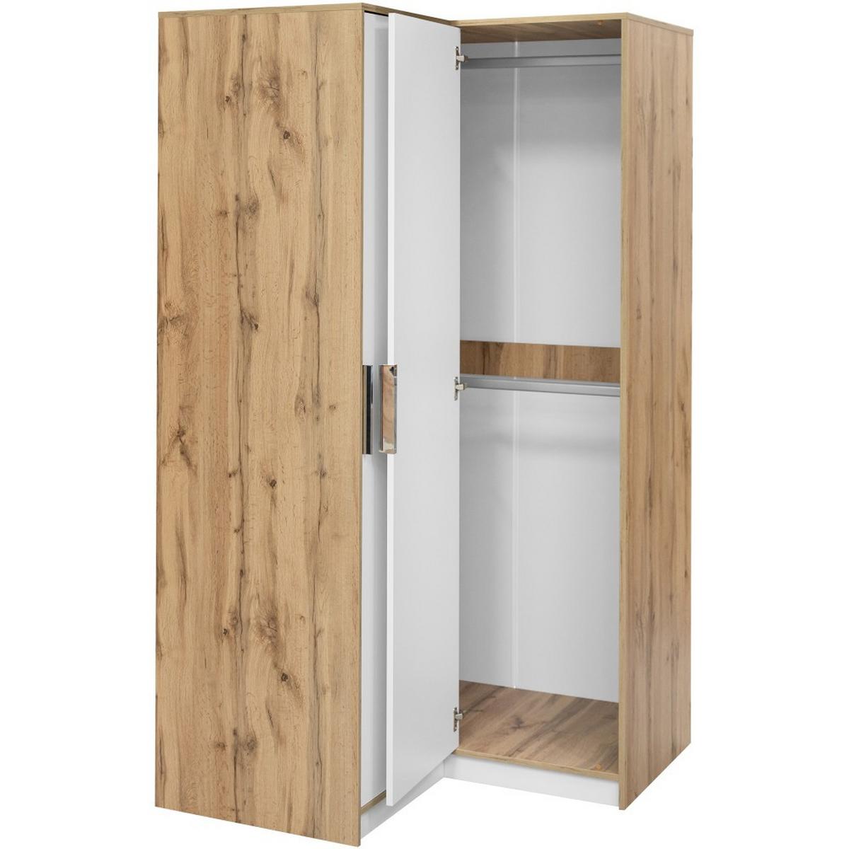ECKSCHRANK Livo, Eckdrehtürenschrank mit 2 Türen, Schwarz+eiche Viking - Eichefarben/Schwarz, Holzwerkstoff (108.5/200/106.5cm) - Beautysofa
