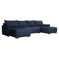 WOHNLANDSCHAFT Focus U - Blau/Naturfarben, Holz/Textil (328/87/155cm) - MIRJAN24