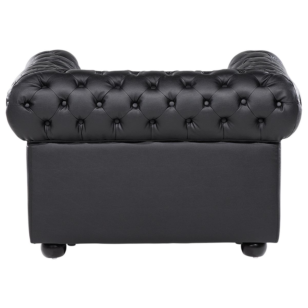 SESSEL Leder schwarz Chesterfield - Schwarz/Braun, Leder (108/70/77cm) - Beliani