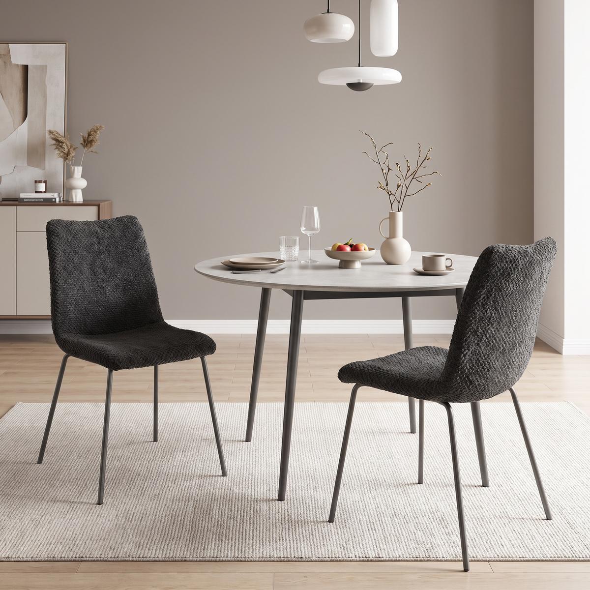 ESSZIMMERSTUHL Samt 100 Polyester Dunkelgrau - Dunkelgrau, Textil/Metall (45/89/57cm) - HOMCOM