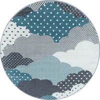 KINDERTEPPICH COGNE, mit Wolken-Motiv, Blau, Ø 120 cm - Blau, Textil (120/120cm) - KADIMA DESIGN