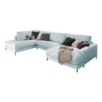 WOHNLANDSCHAFT CARA Hellblau Cord - Schwarz/Hellblau, Textil (341/84/223cm) - KAWOLA