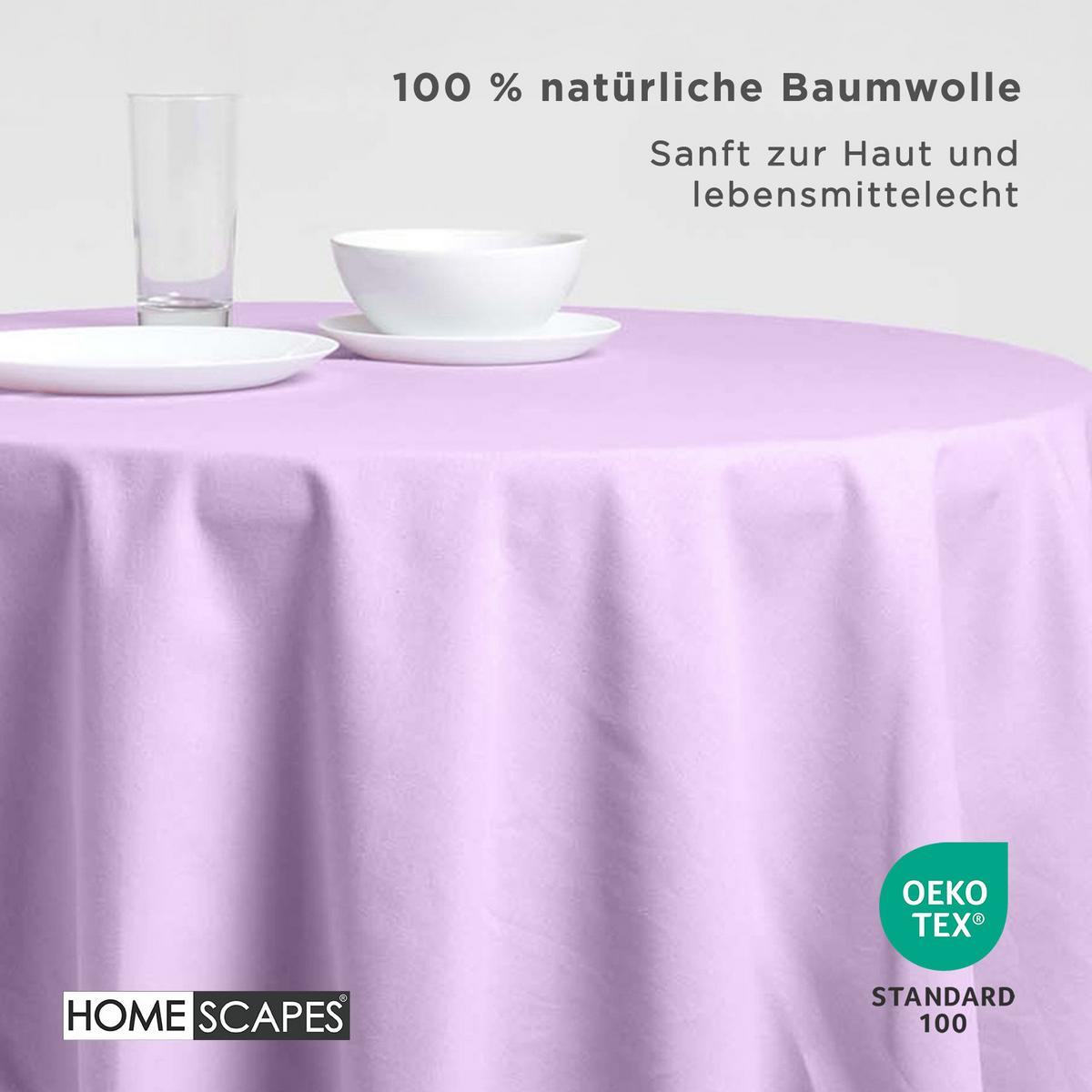 TISCHDECKE flieder rund 178 cm, 100% Baumwolle - Flieder, Textil (178/178cm) - Homescapes