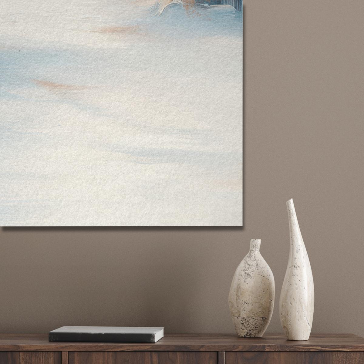 AKUSTIKBILD Wald - Winter - Natur - Abstrakt - Schnee Wanddeko 70x100 cm - Weiß, Kunststoff (70/100/0.9cm) - MuchoWow